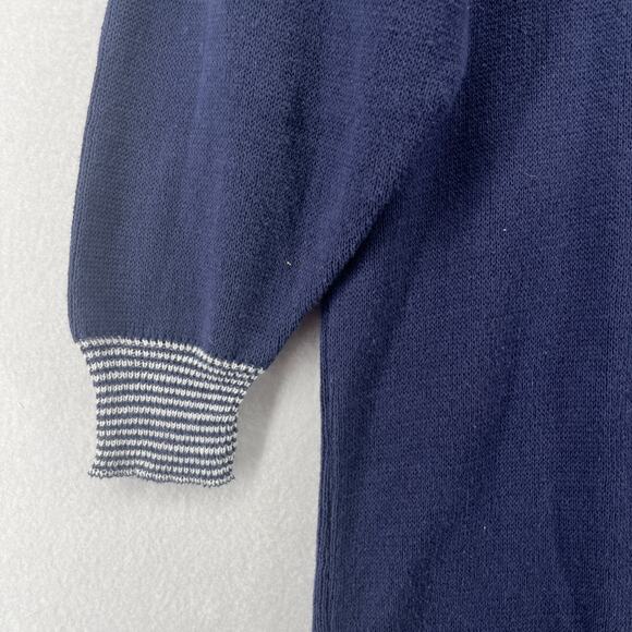 FALL RIVER KNITTING MILLS Dress L Sweater Shift Midi Sailor Cotton Blue USA VTG - Picture 10 of 15